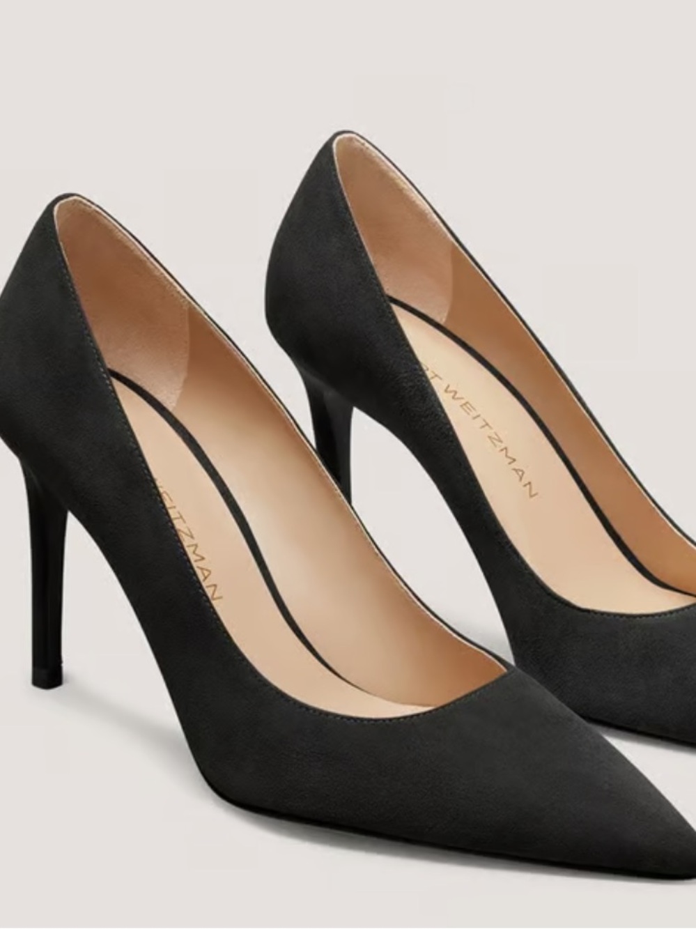 Stuart Weitzman Black Pointed Suede High-Heel Pumps size 7.5 M like new